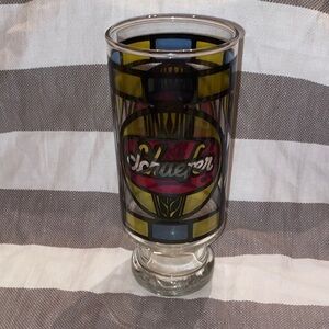 Vintage Schaefer Stained Glass Style Beer Glass